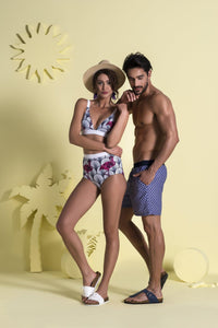 Art Deco Flamingo Mavi Kadın Bikini Seti