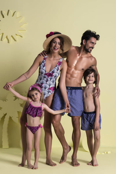 Art Deco Flamingo Mavi Kadın Mayo