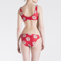 Flower & Zigzag Kırmızı Desenli Kadın Bikini Üstü