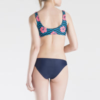 Flower & Zigzag Yeşil Desenli Kadın Bikini Üstü