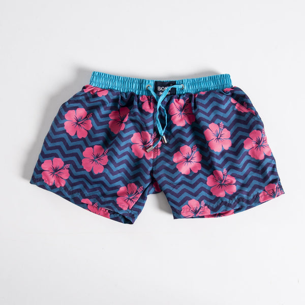 Flower & Zigzag Yeşil Desenli Erkek Çocuk Mayo