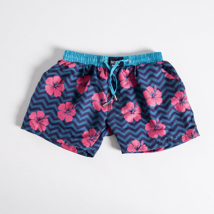 Flower & Zigzag Yeşil Desenli Erkek Çocuk Mayo