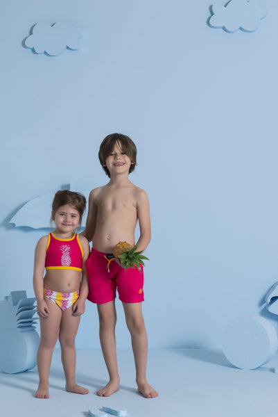 Pineapple Fuşya Erkek Çocuk Mayo