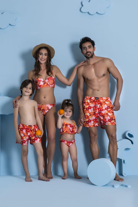 Orange Desenli Kız Çocuk Bikini Seti
