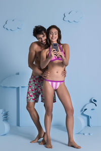 Palm Leaves Pembe Çizgili Kadın Bikini Altı