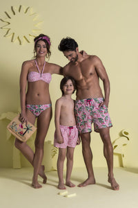 Tropical & Coral Pembe Desenli Erkek Çocuk Mayo