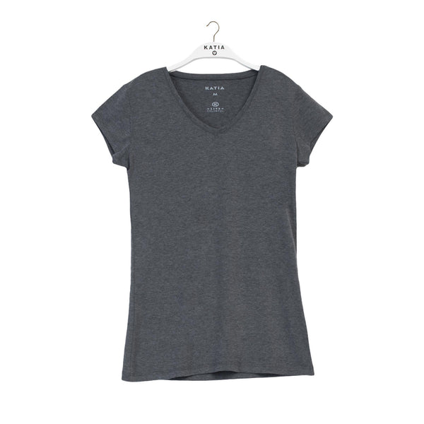V Yaka Kadın Basic T-Shirt