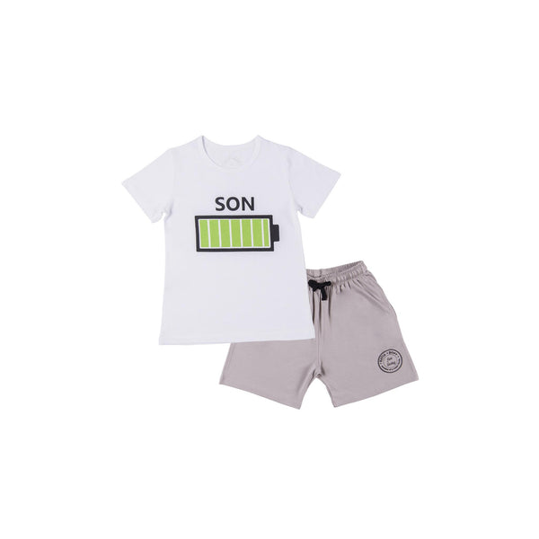 Low Battery Erkek Çocuk Şortlu Pijama Seti